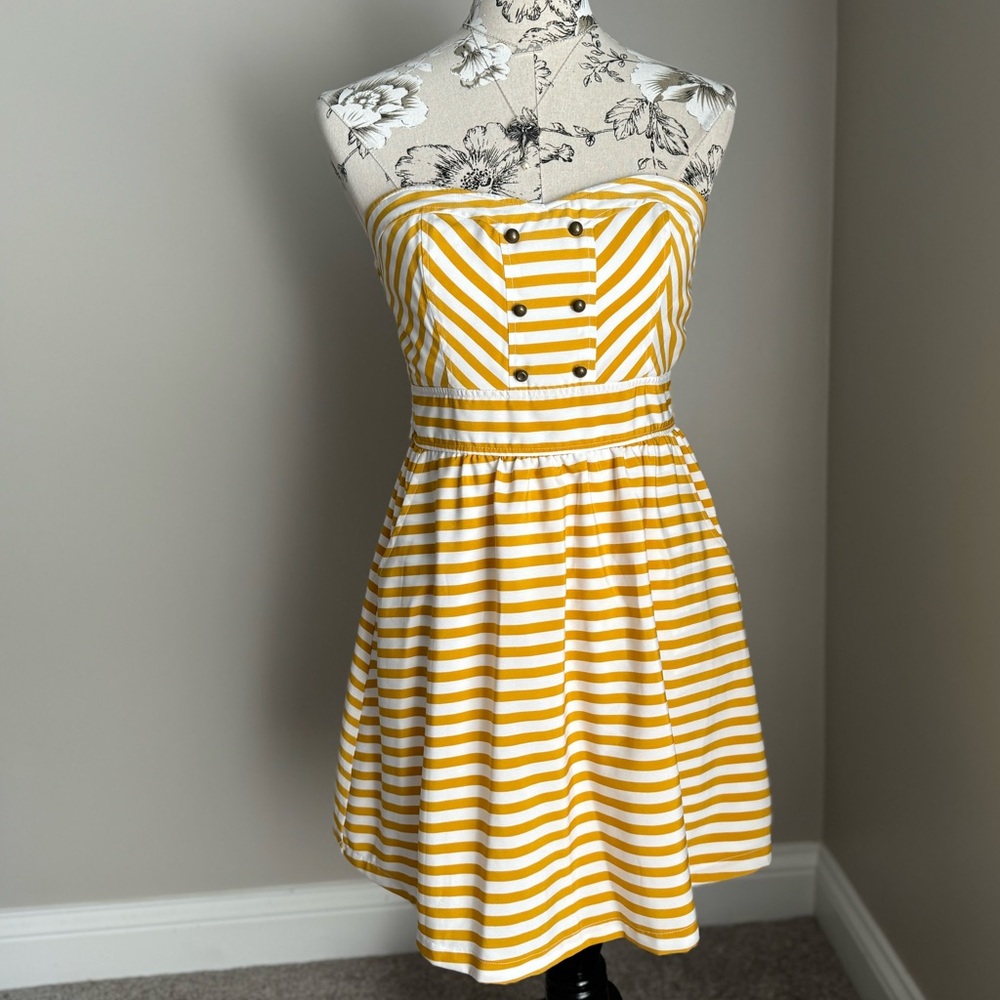 2000s Stripped Strapless Spring Summer Sundress